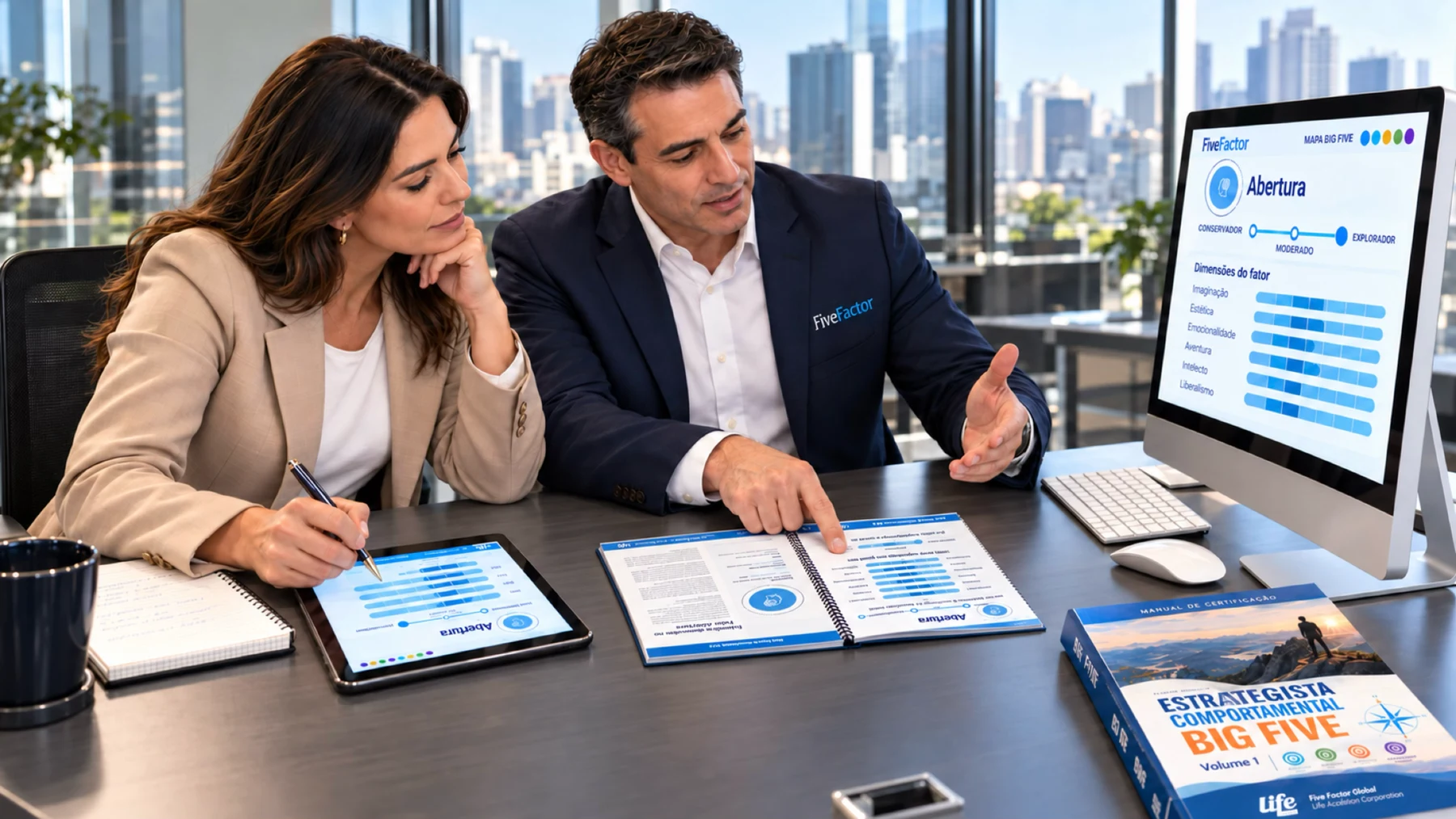A Big Five specialist discussing a personality report with a client